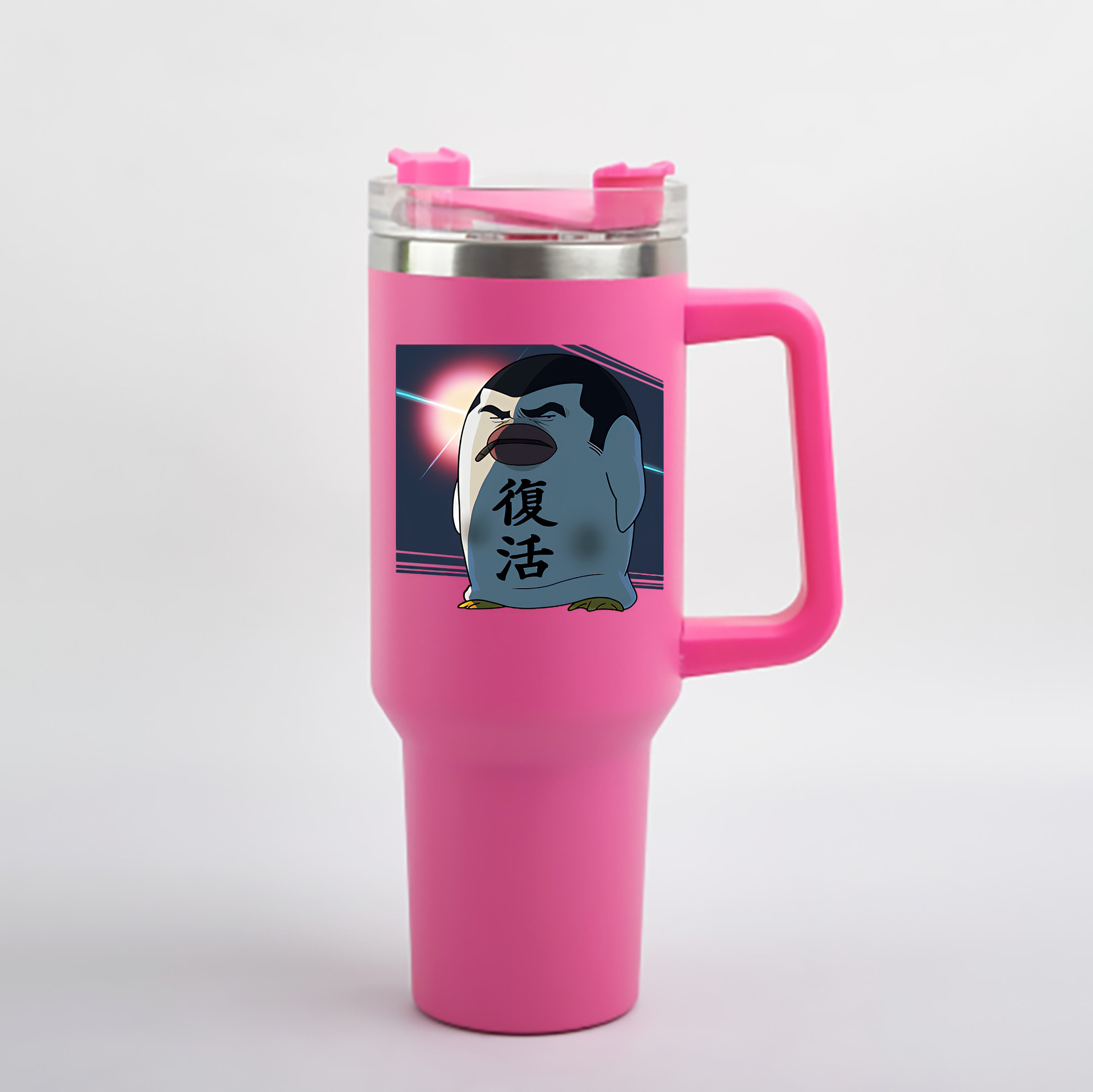 （画像用） ぎんたま 坂田銀時（さかたぎんとき） 神楽 志村新八（しむら しんぱち） GINTAMA Sakata Gintoki Kagura Shimura Shinpachi 1200mL車用タンブラー - クリスタルステッカー（プラスチックストロー付き）